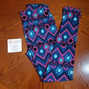 Lularoe Legging Pant One Size Blue Pink Black NWT